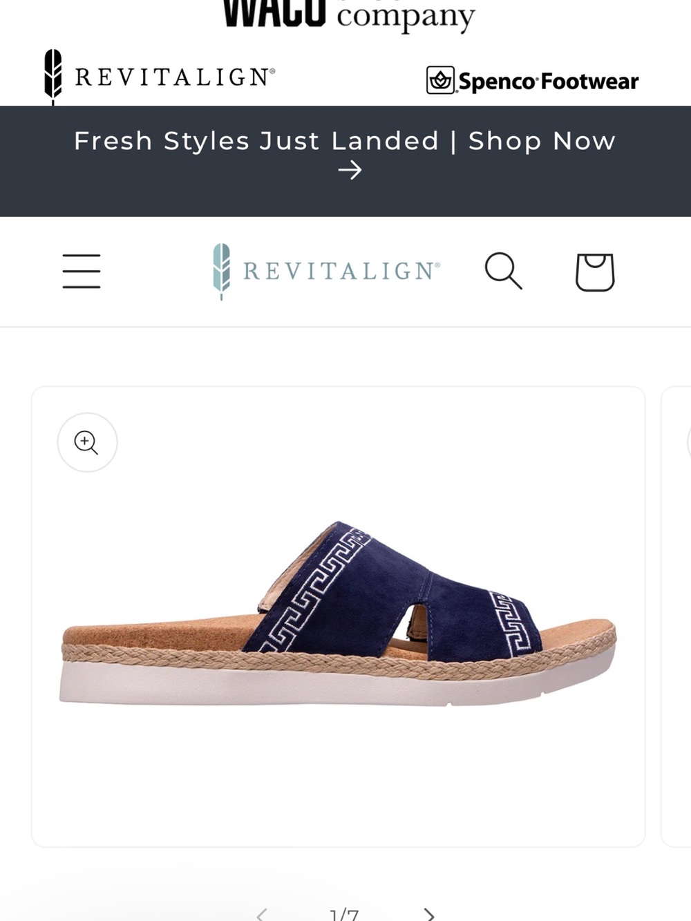 REVITALIGN Women's Size 9D Fiona Slide Sandal In Peacoat (Navy Blue)  New In Box
